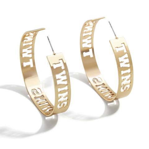 x Baublebar Minnesota Twins Large Cutout Hoop Earrings