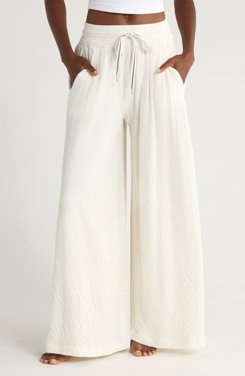 Wait a Minute Drawstring Cotton Wide Leg Pants