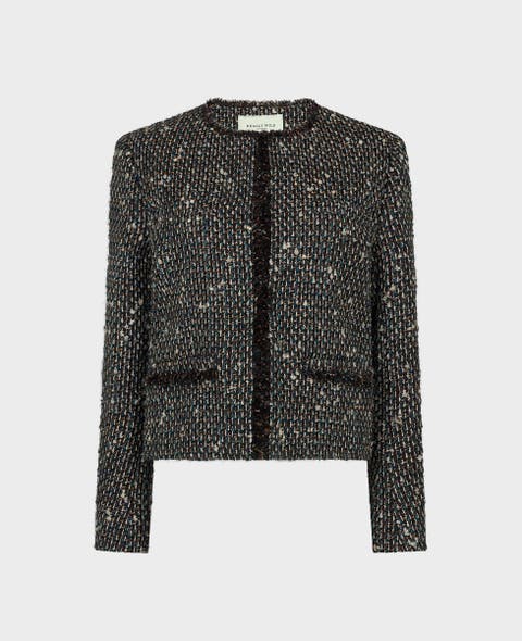 Isabella Cropped Wool Blend Boucle Jacket