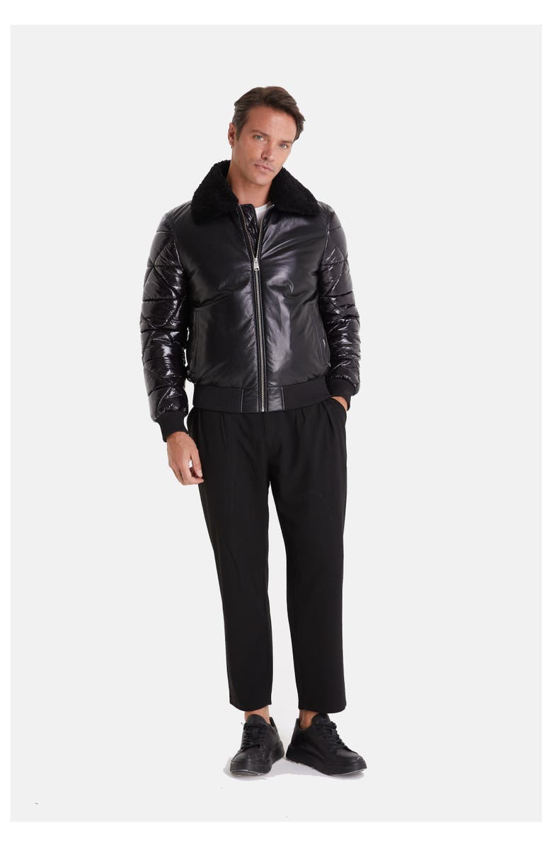 Furniq UK Philip Leather Jacket, Main, color, Black