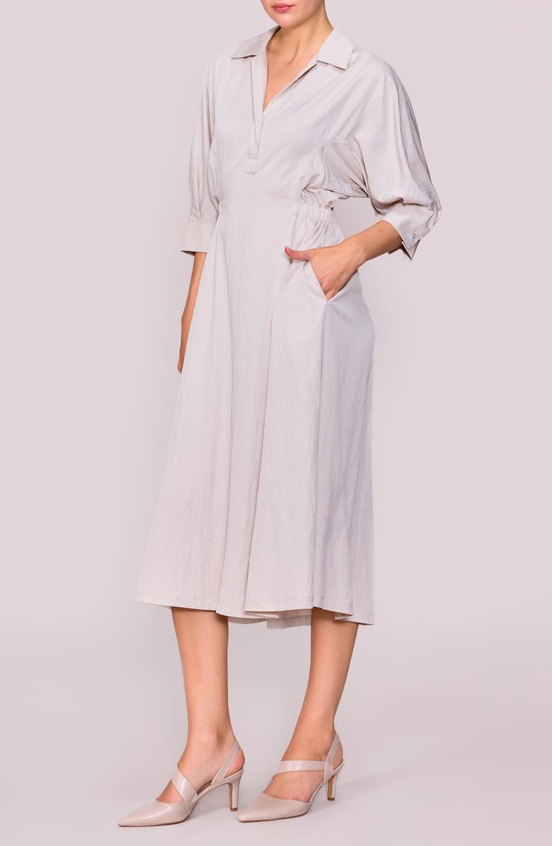 MELLODAY Open Collar Shirtdress, Alternate, color, Light Stone