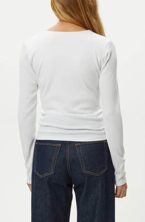 Michael Stars Sarah Long Sleeve Square Neck T-shirt In White