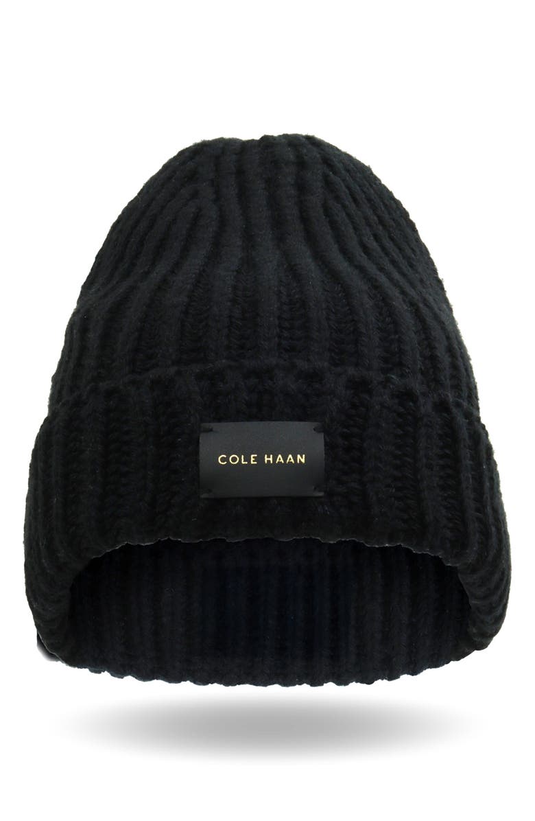Cole Haan Chunky Cuff Beanie, Alternate, color, Caviar