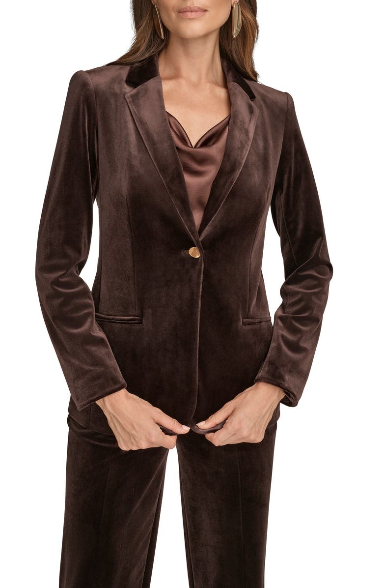 Donna Karan New York One-Button Velvet Jacket, Main, color,