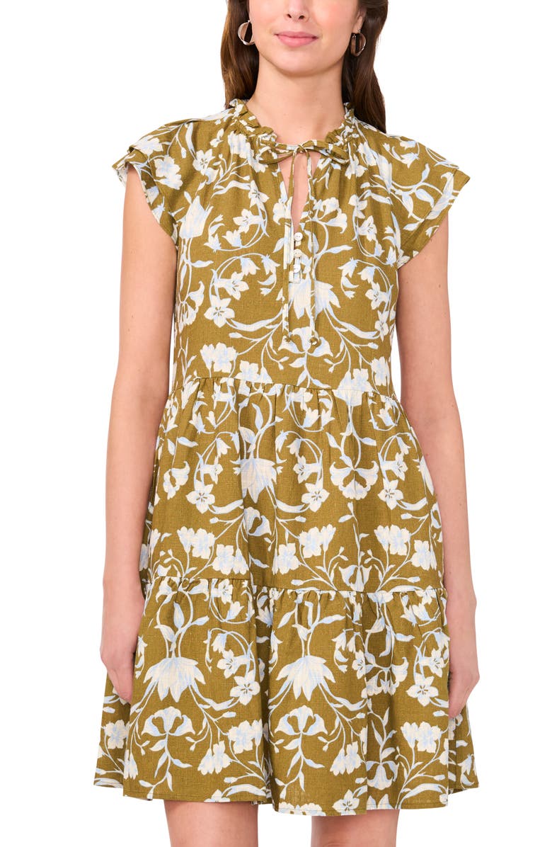 Halogen<sup>®</sup> Floral Flutter Sleeve Minidress, Alternate, color,