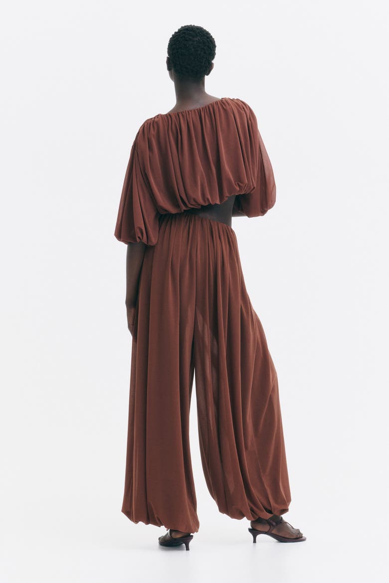 Draped Balloon Trousers, Alternate, color, Brown