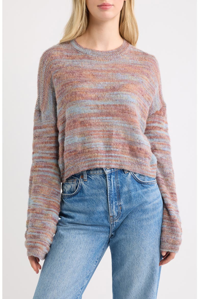Melange Crop Sweater, Main, color, BLUE