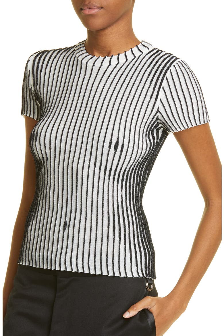Body Morph Trompe l'Oeil Rib Sweater, Alternate, color, WHITE/ NAVY