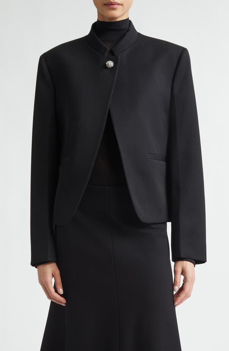 Jil Sander Jewel Detail Wool Crop Jacket, Main, color, Black