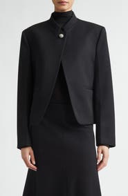 Jil Sander Jewel Detail Wool Crop Jacket