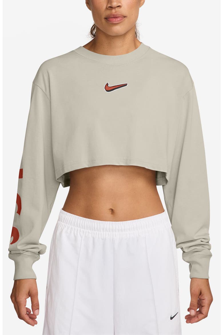 Sportswear Long Sleeve Crop T-Shirt, Main, color, LIGHT BONE