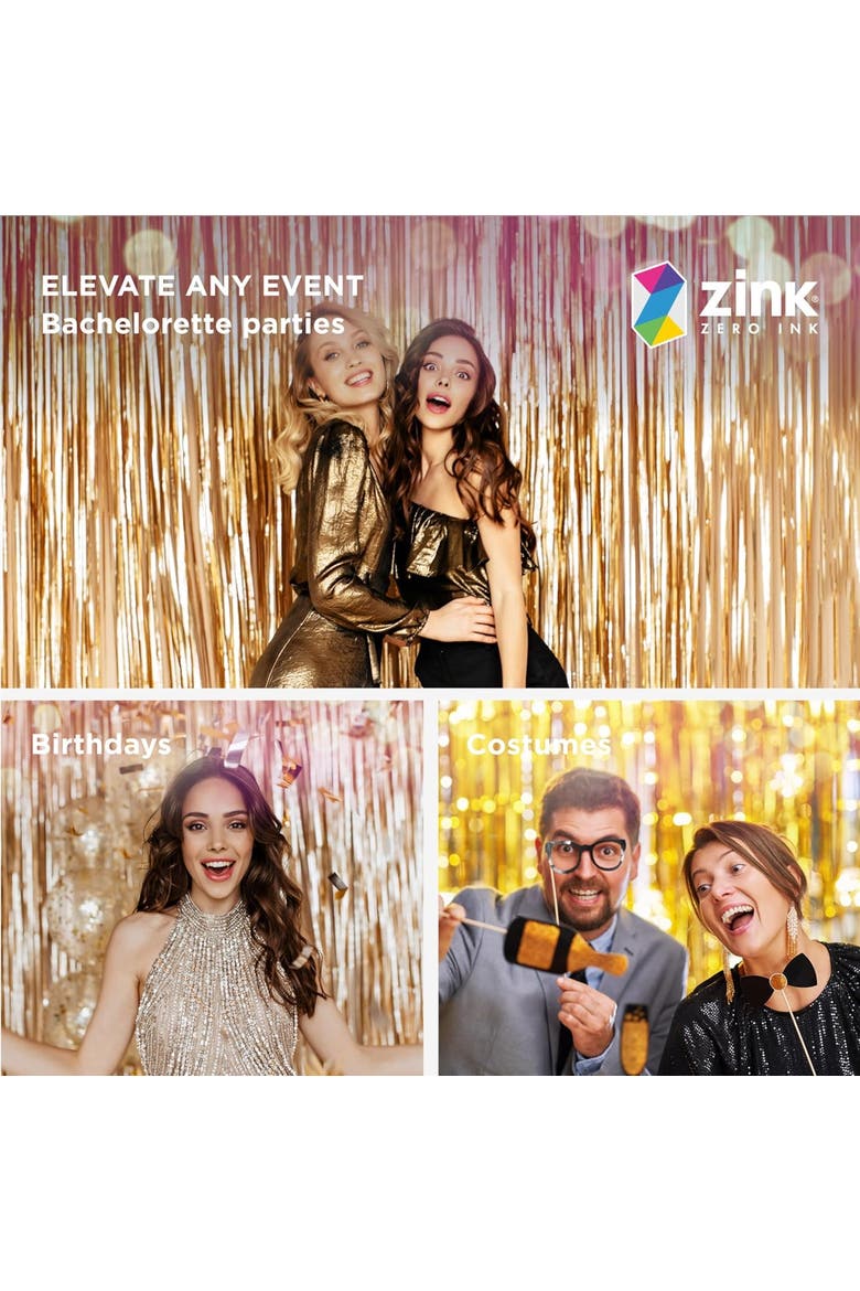 Foil Curtain Backdrop, Tinsel Streamers for Photo Booth, Parties & Weddings, Alternate, color, Gold