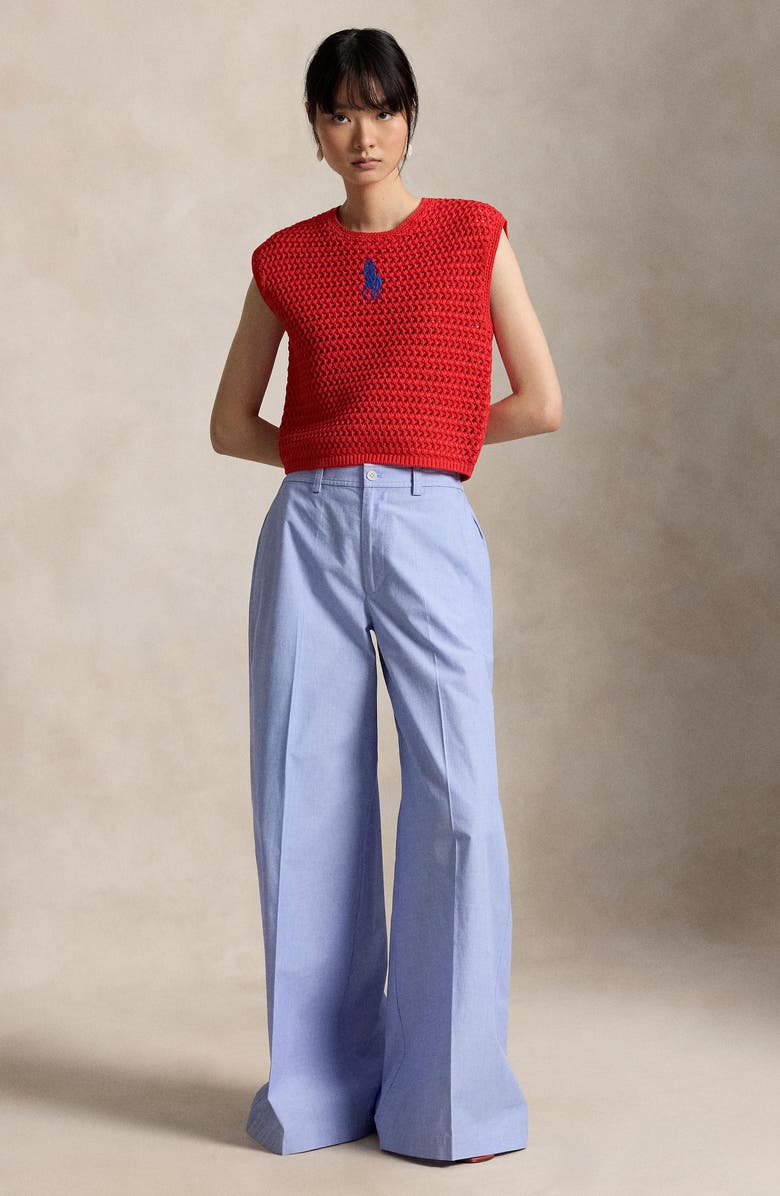 Polo Ralph Lauren Big Pony Cotton Sweater Vest, Alternate, color, Petal Rose