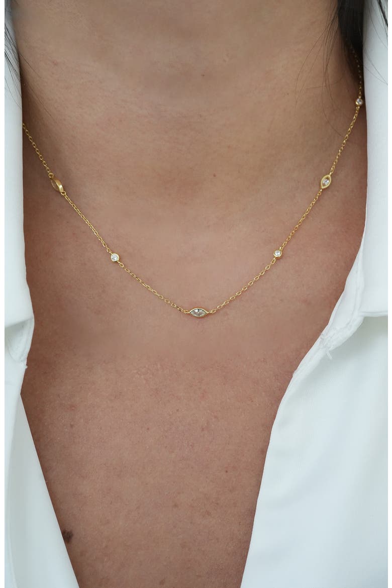 All Around Mixed Cubic Zirconia Necklace, Alternate, color, GOLD