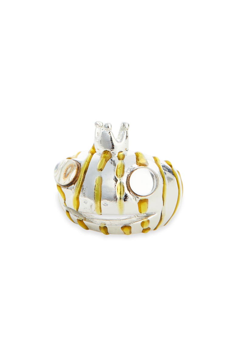 Frog Prince Recycled Pewter Ring, Main, color, GOLD STRIPE