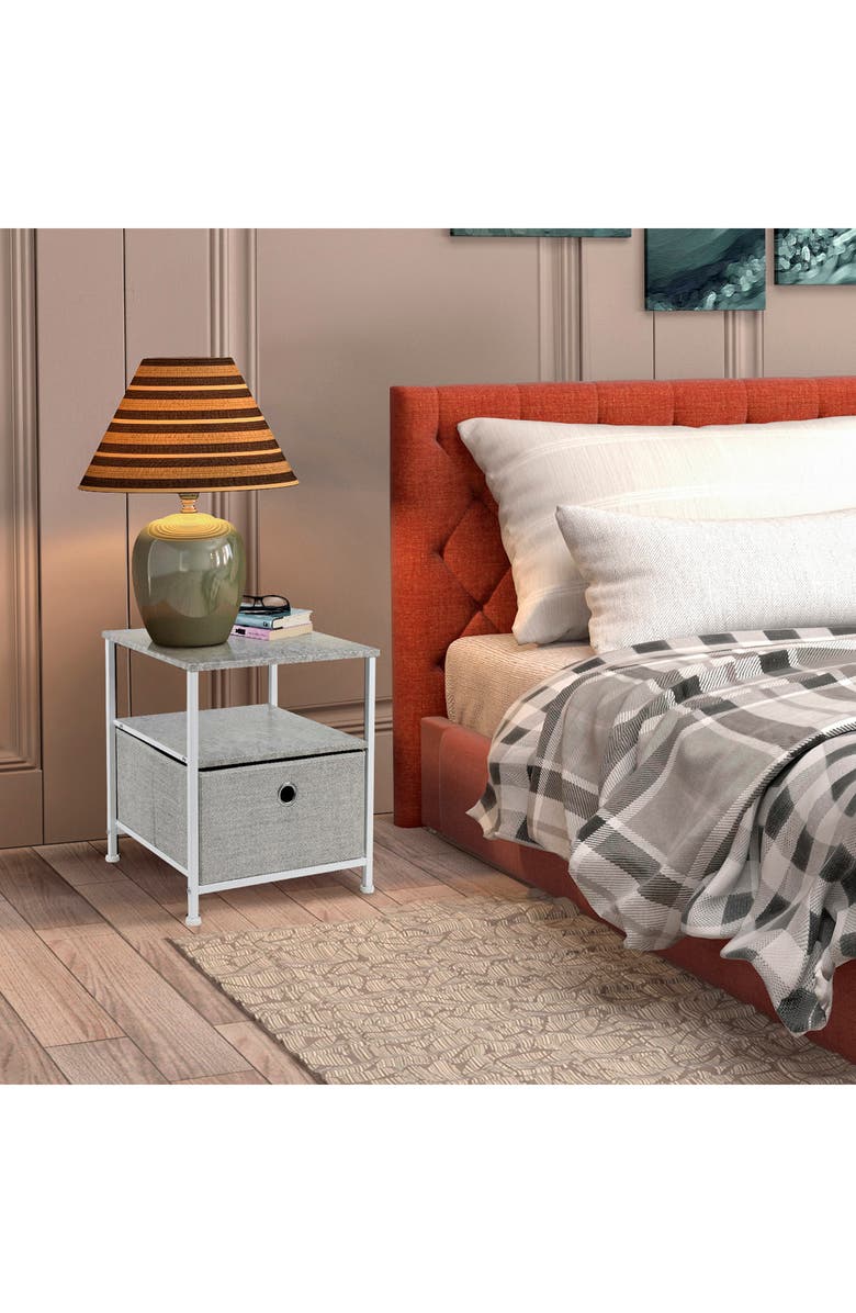 SORBUS Nightstand 1-Drawer Shelf Storage - Gray, Alternate, color, 