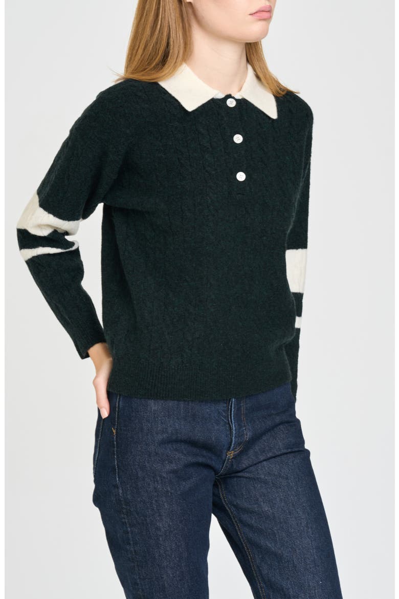 Scout Cable Knit Sweater, Alternate, color, GREEN/ IVORY