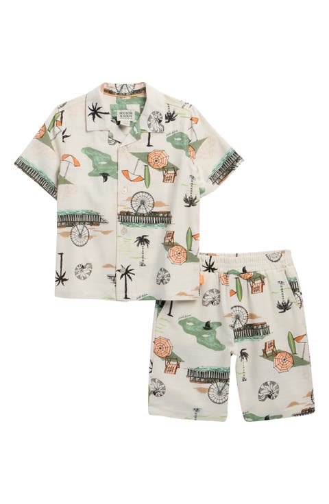 Kids' Printed Button-Up Shirt & Shorts Set (Little Boy)