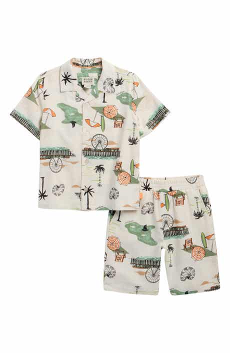 Scotch & Soda Kids' Printed Button-Up Shirt & Shorts Set