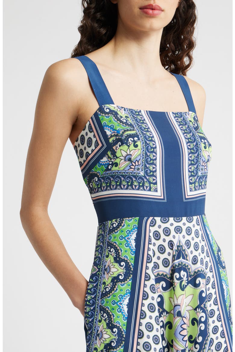 Scarf Print Sleeveless Maxi Dress, Alternate, color, NAVY LIME