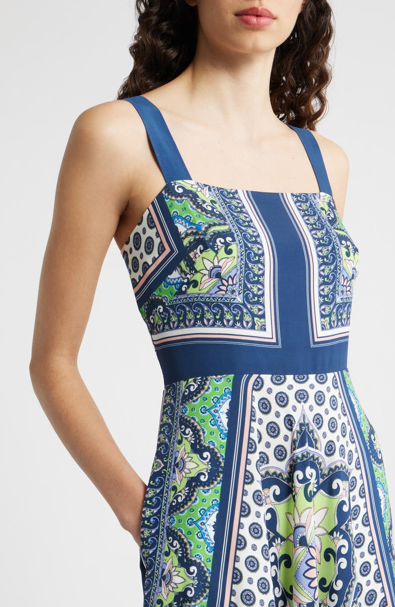 Eliza J Scarf Print Sleeveless Maxi Dress, Alternate, color, Nvy Lime