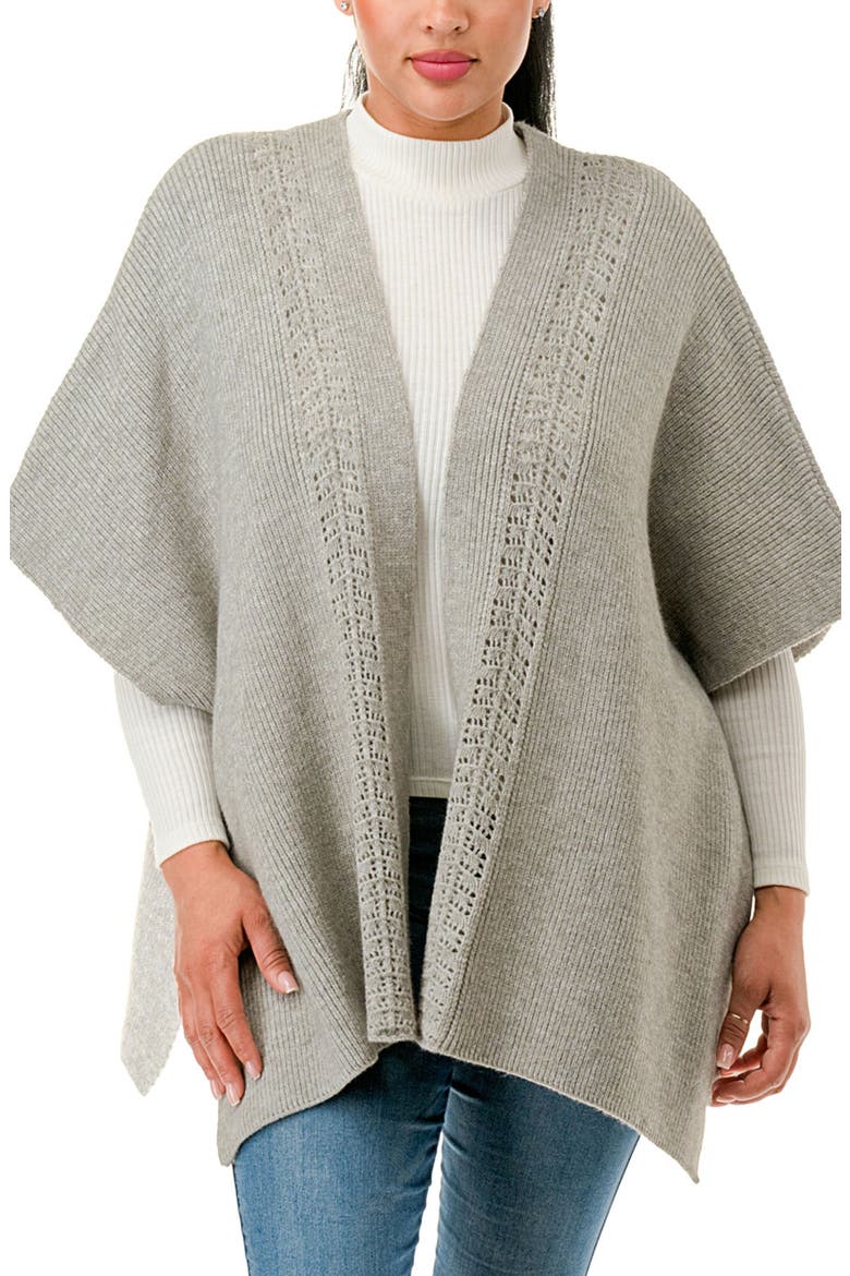 Dolman Sleeve Pointelle Ruana, Main, color, HEATHER GREY