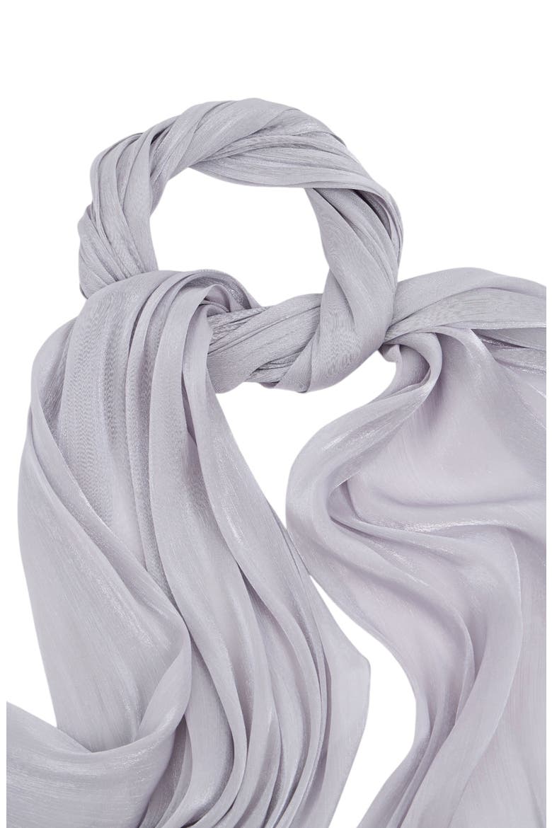 Glossy Satin Scarf, Alternate, color, SILVER