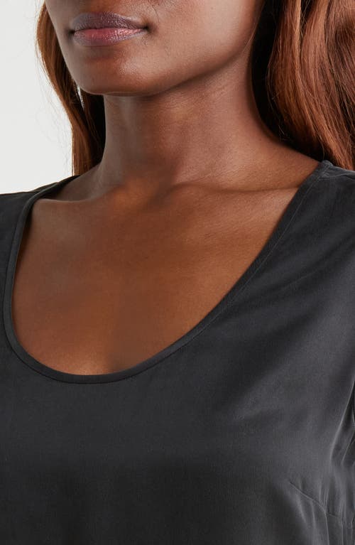 Shop Lunya Cap Sleeve Washable Silk Nightgown In Immersed Black