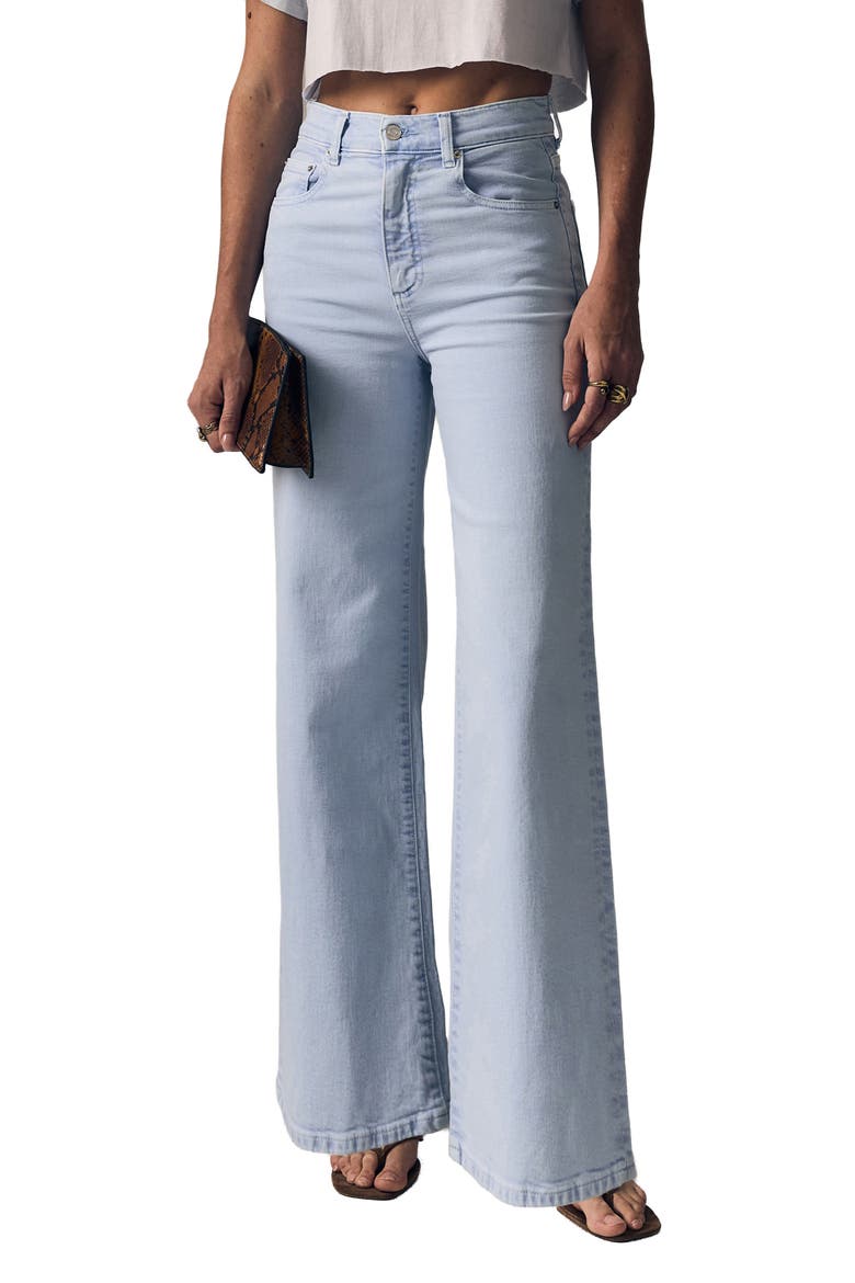 High Waist Wide Leg Column Jeans, Main, color, POWDER BLUE