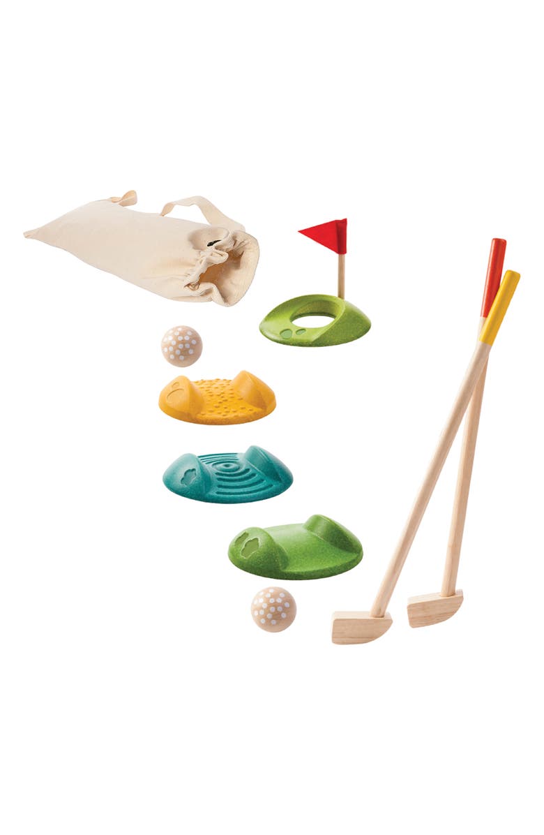 PlanToys<sup>®</sup> 8-Piece Mini Golf Playset, Main, color, Brown