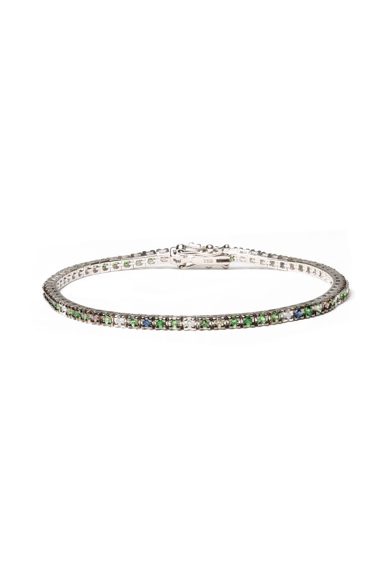 18K Gold 3/8 Ct Diamond with Sapphire & Tsavorite Bracelet, Main, color, White