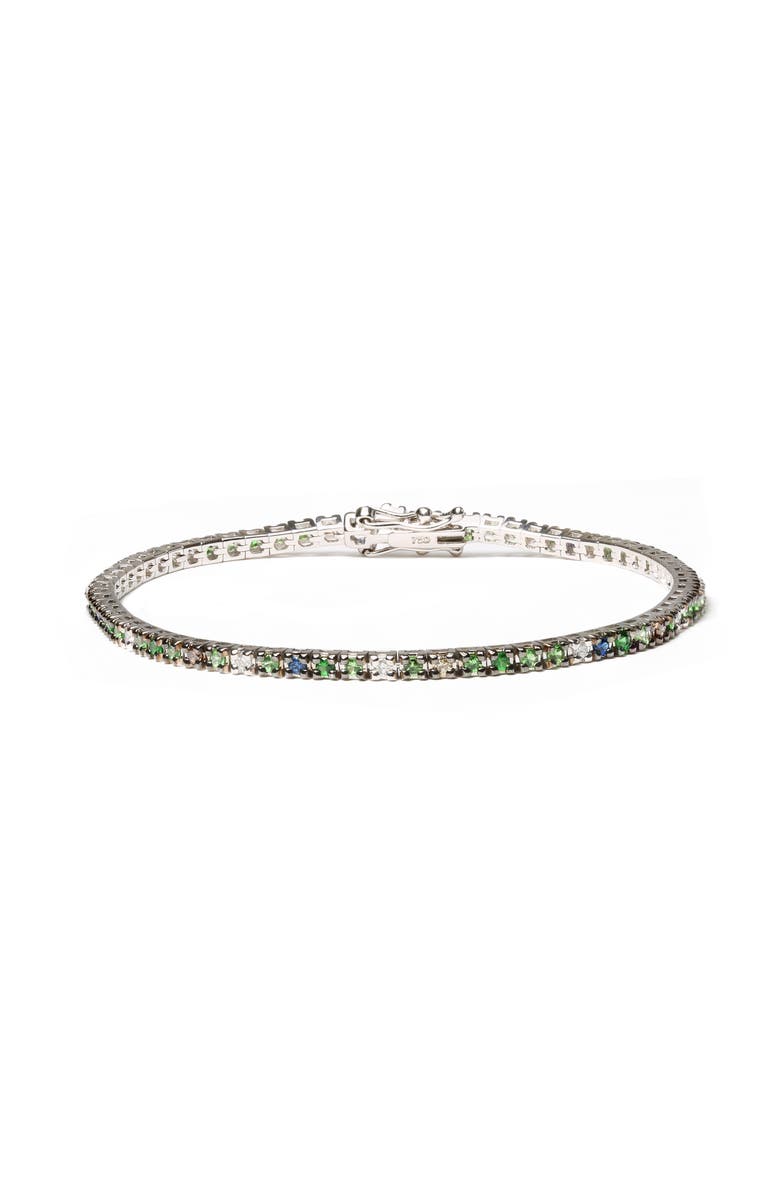 Haus of Brilliance 18K Gold 3/8 Ct Diamond with Sapphire & Tsavorite Bracelet, Main, color, White