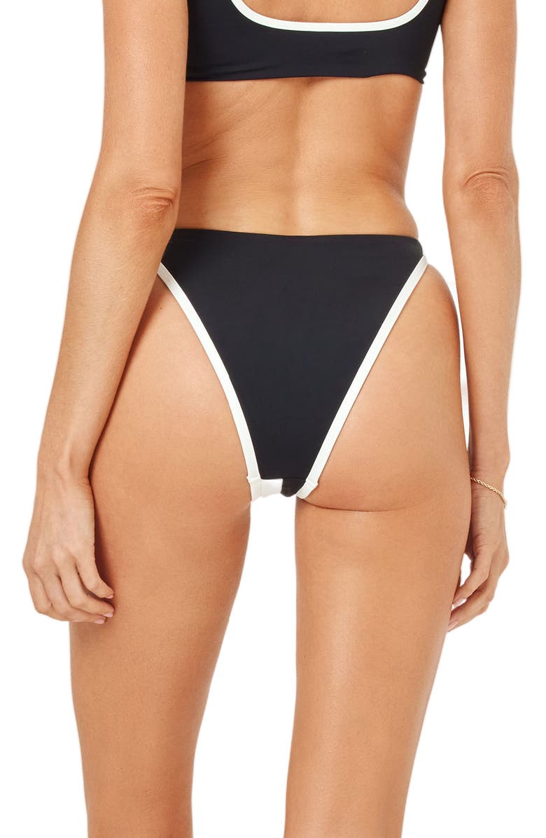 LSPACE Jada Bitsy Twist Front Bikini Bottoms, Alternate, color, Black/Cream