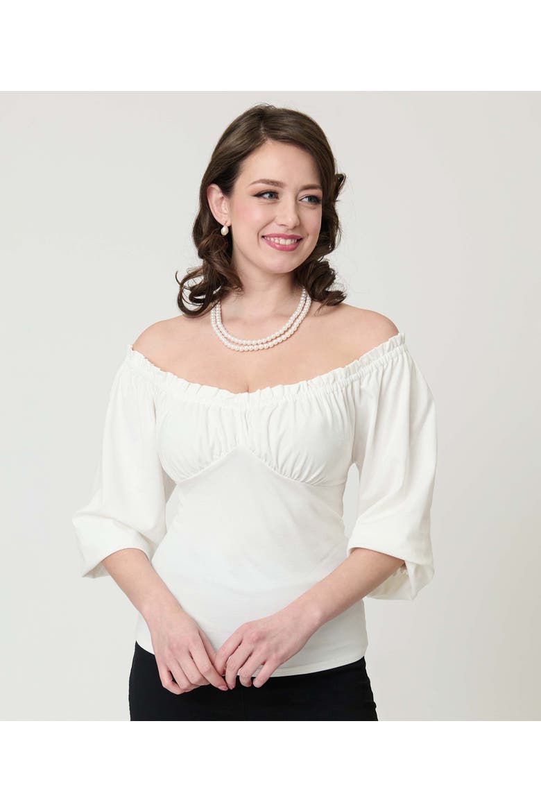 Peasant Sleeve Blouse, Alternate, color, Solid Ivory