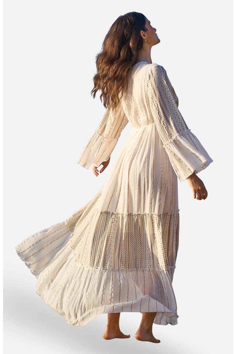Metallic Embellished Maxi Dress, Alternate, color, White