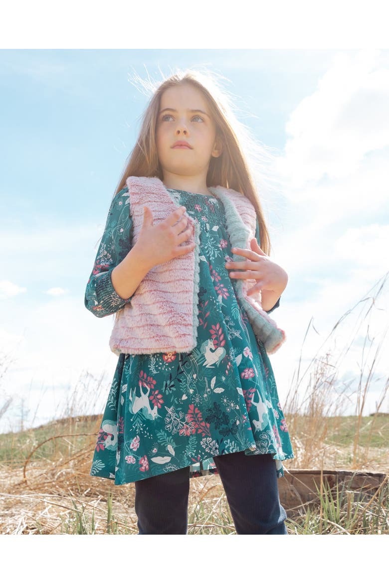 Girl's Reversible Faux Fur Vest Pink And Turquoise, Alternate, color, Pink & Blue