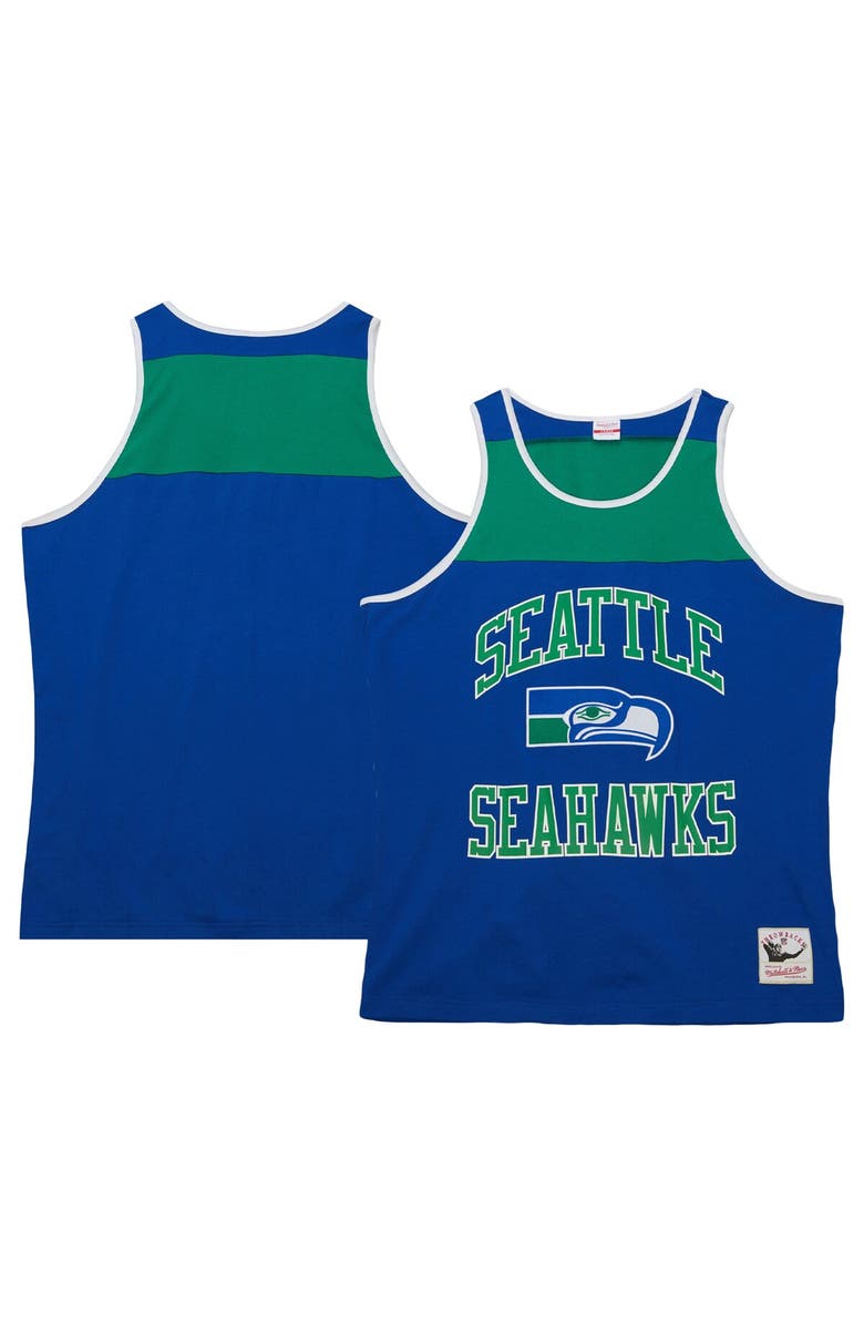 Mitchell & Ness Men's Mitchell & Ness Royal/Green Seattle Seahawks Heritage Colorblock Tank Top, Main, color, Royal