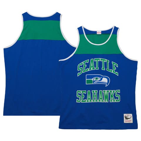 Men's Mitchell & Ness Royal/Green Seattle Seahawks  Heritage Colorblock Tank Top