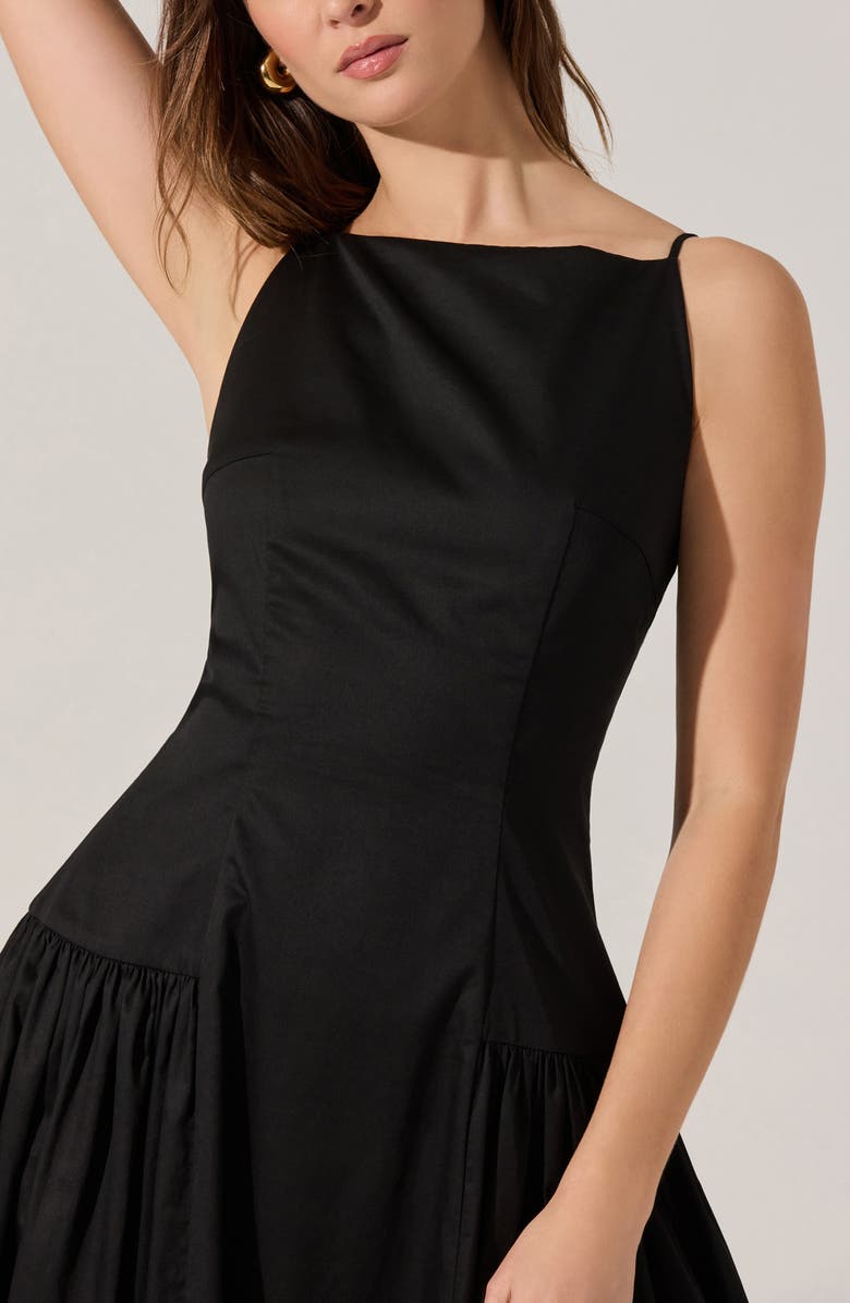 ASTR the Label High Neck Open Back Cotton Midi Dress, Alternate, color, Black