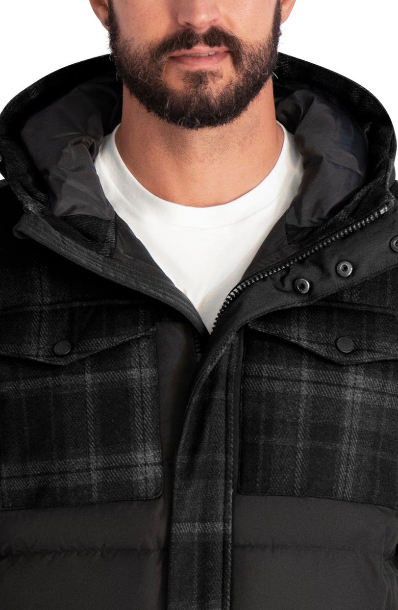 KARL LAGERFELD Mixed Media Puffer Jacket, Alternate, color, Black Combo