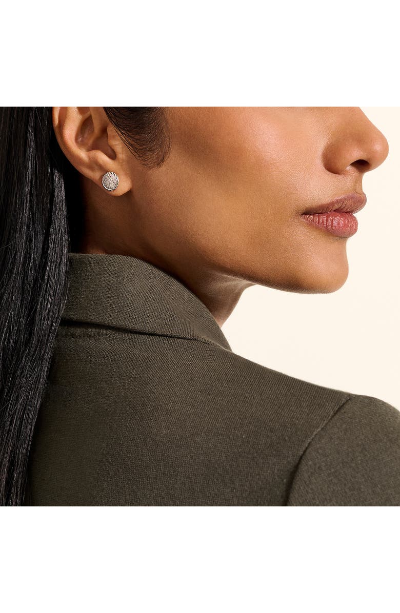 John Hardy JH Essential Diamond Pavé Stud Earrings, 10mm, Alternate, color, Silver