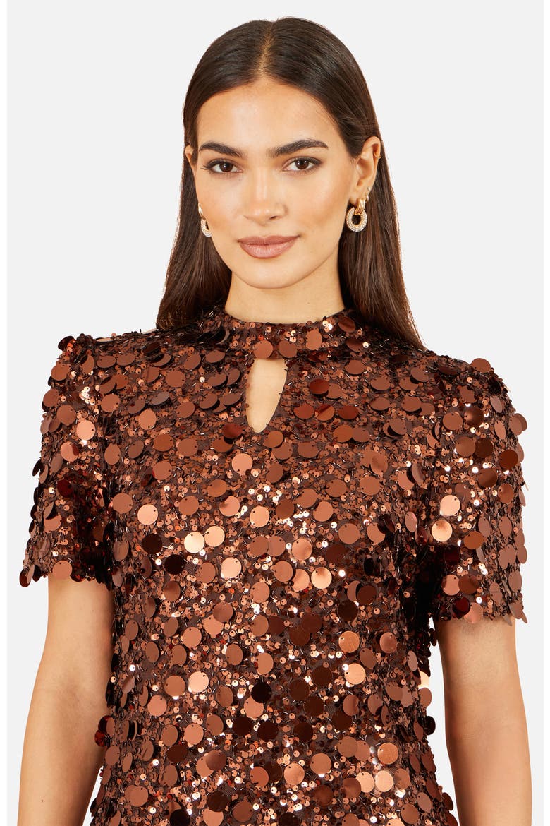 Big Sequin Tunic Dress, Alternate, color, Copper