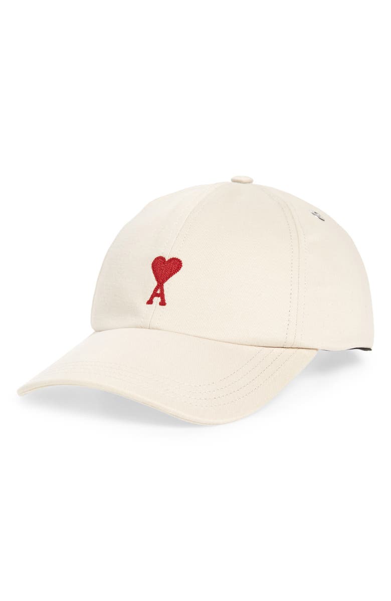 AMI PARIS Ami de Coeur Embroidered Adjustable Baseball Cap, Main, color, 