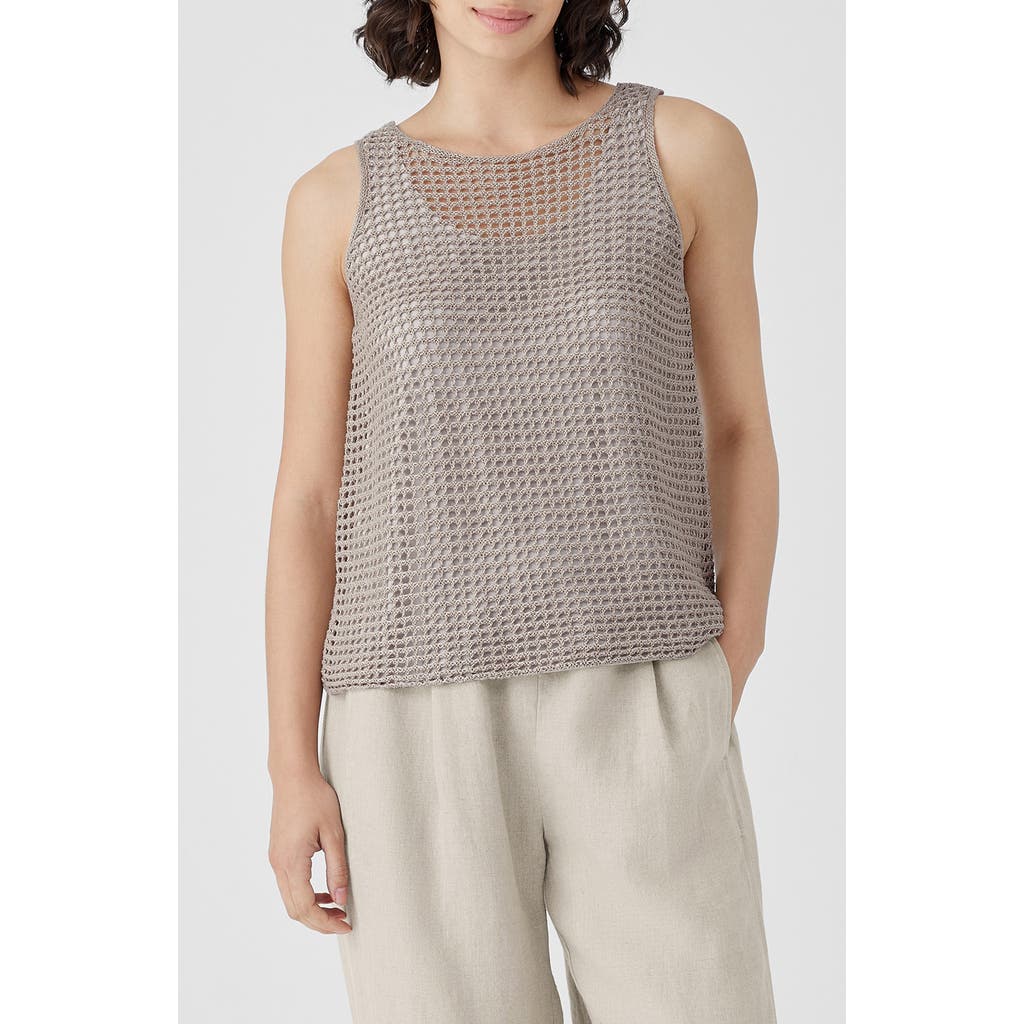 Eileen Fisher Sheer Organic Linen Sleeveless Sweater In Natural