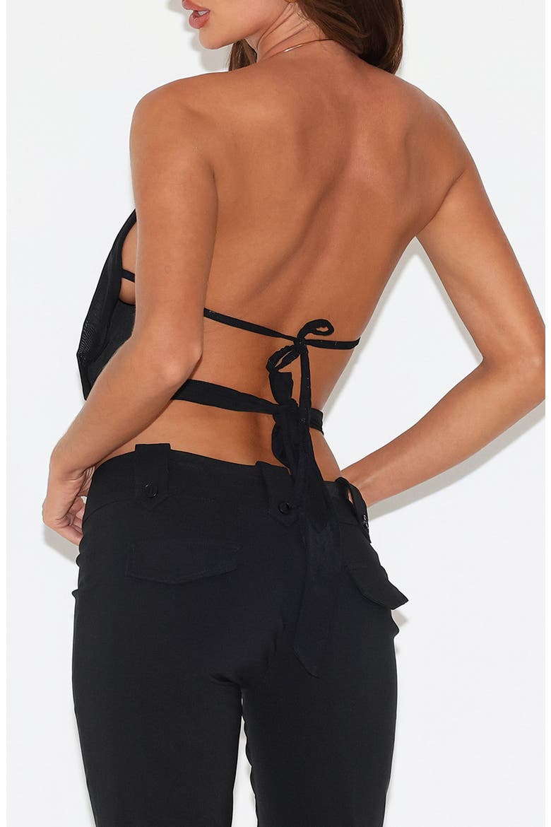 Evanna Cutout Halter Crop Top, Alternate, color, BLACK