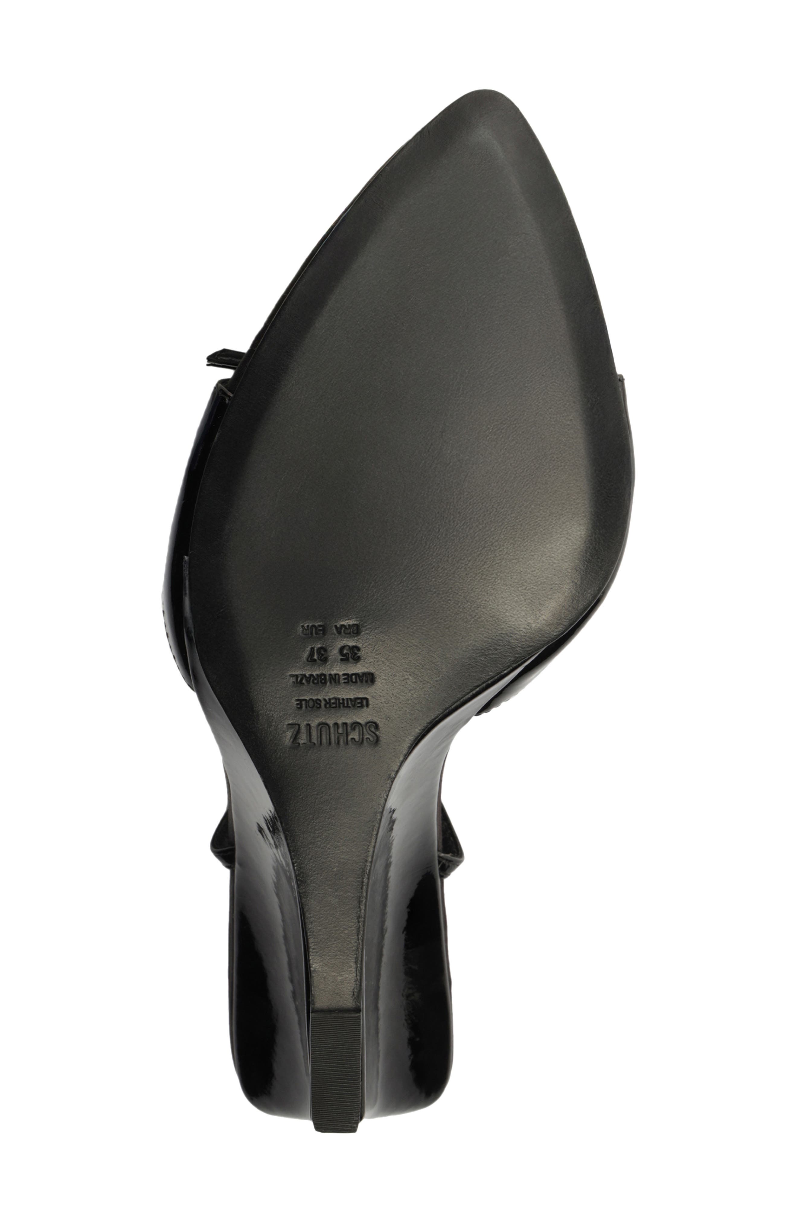 Schutz Elodie Ankle Strap Pointed Toe Wedge Sandal, Alternate, color, Black