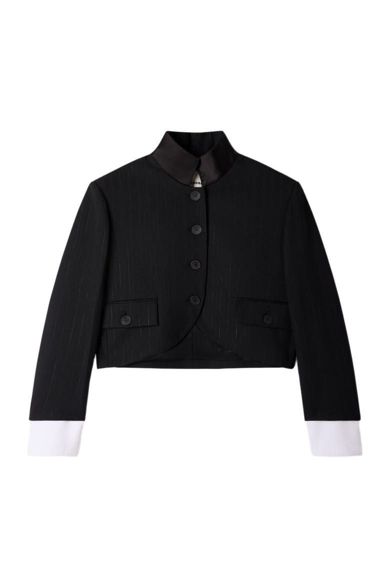 Short jacket with standing collar, Alternate, color, Black