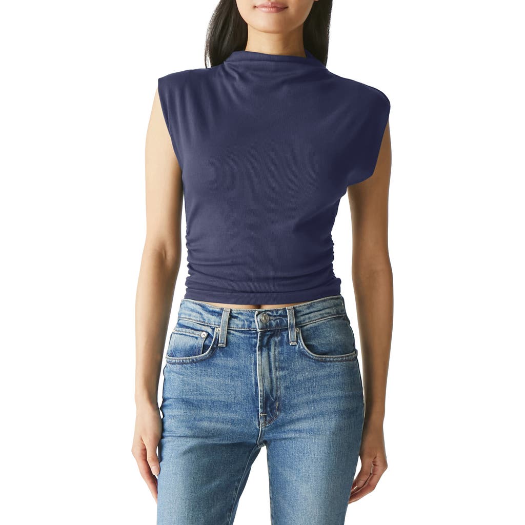 Michael Stars Amara Ruched Cowl Neck Rib T-Shirt in Nocturnal  product
