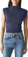 Michael Stars Amara Ruched Cowl Neck Rib T-Shirt