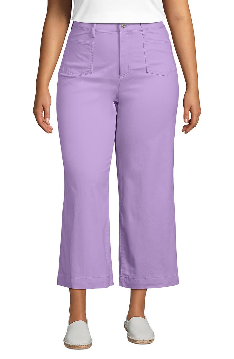 Lands' End High Rise Patch Pocket Chino Crop Pants, Main, color, Lilac Petal